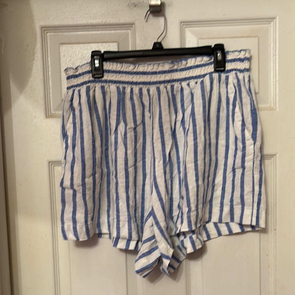Ava & Viv High Waist Blue and White Striped Shorts